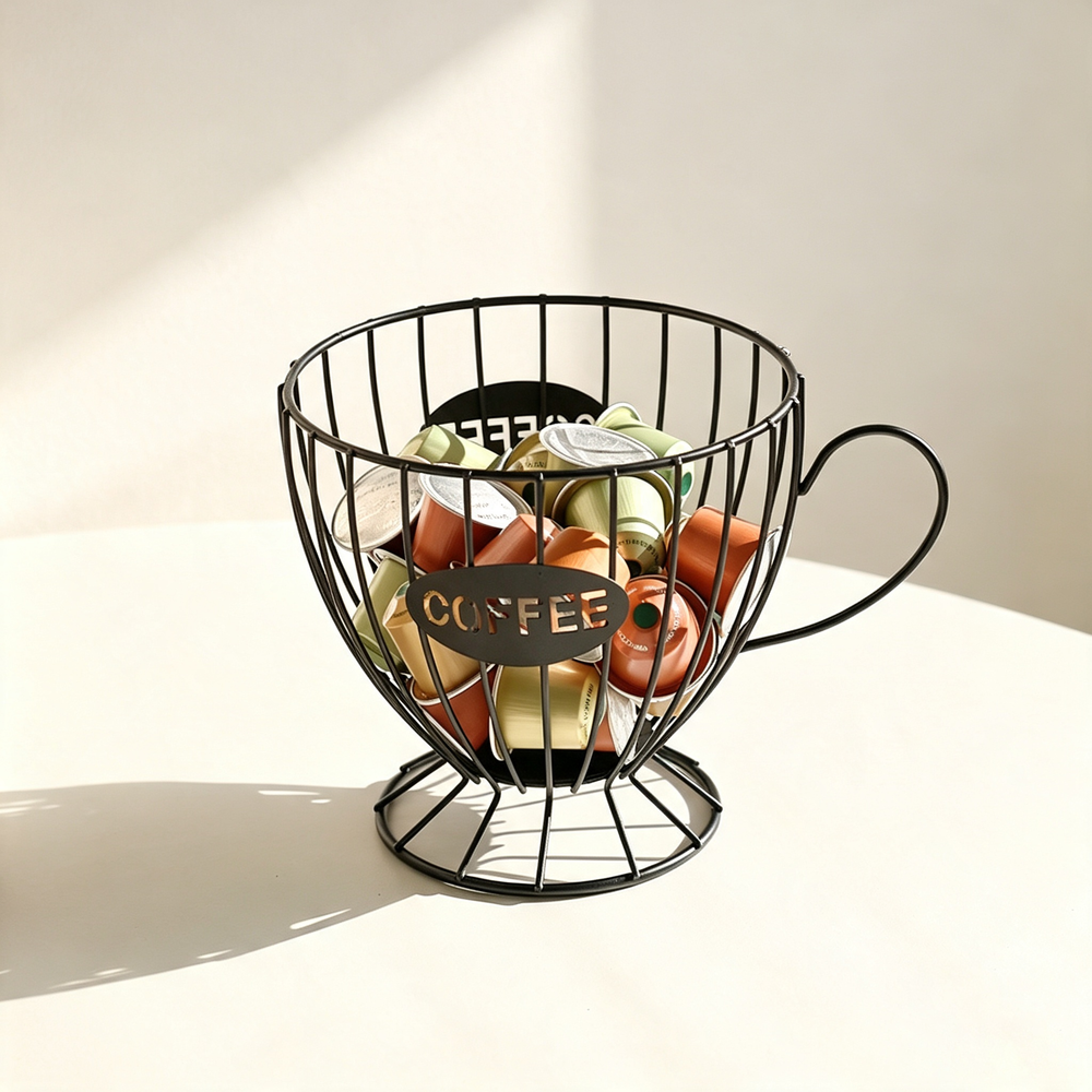 Coffee Cup Shaped Iron Storage Basket