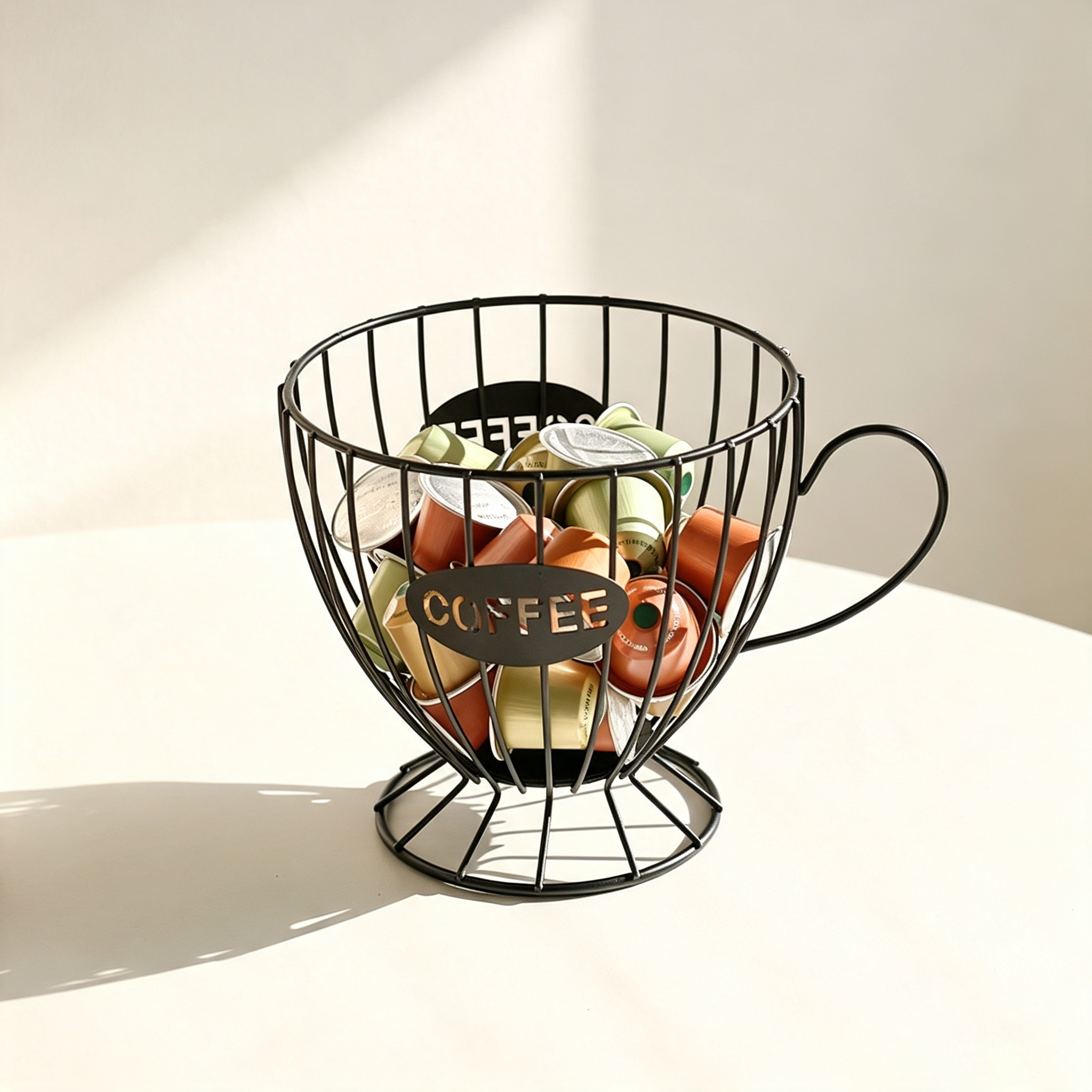 Coffee Cup Shaped Iron Storage Basket