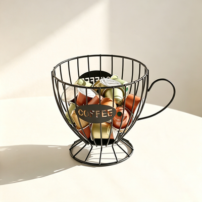 Coffee Cup Shaped Iron Storage Basket