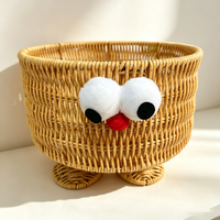 Cute Monster Rattan Storage Basket (Household Desktop Snack & Fruit Organizer)