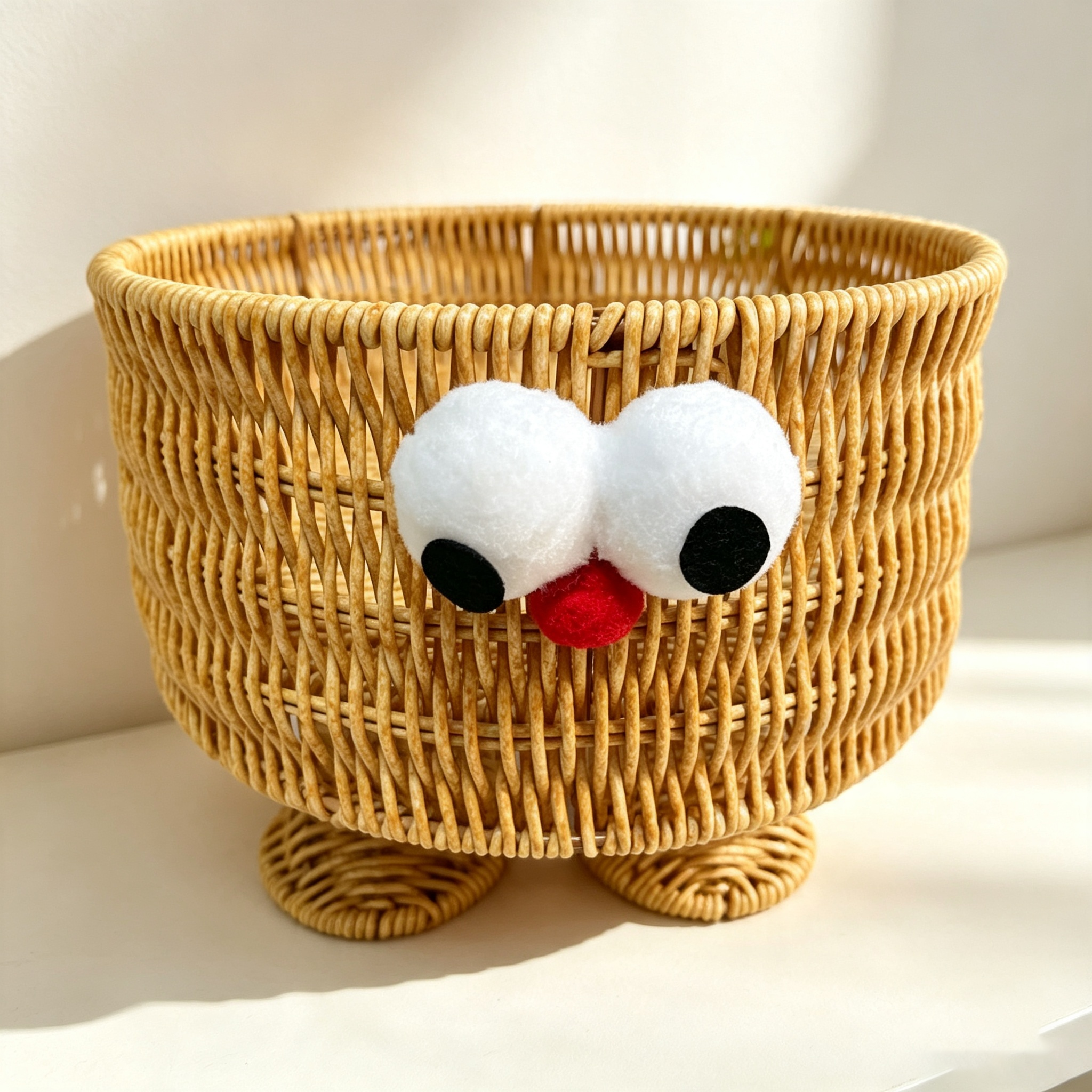 Cute Monster Rattan Storage Basket (Household Desktop Snack & Fruit Organizer)