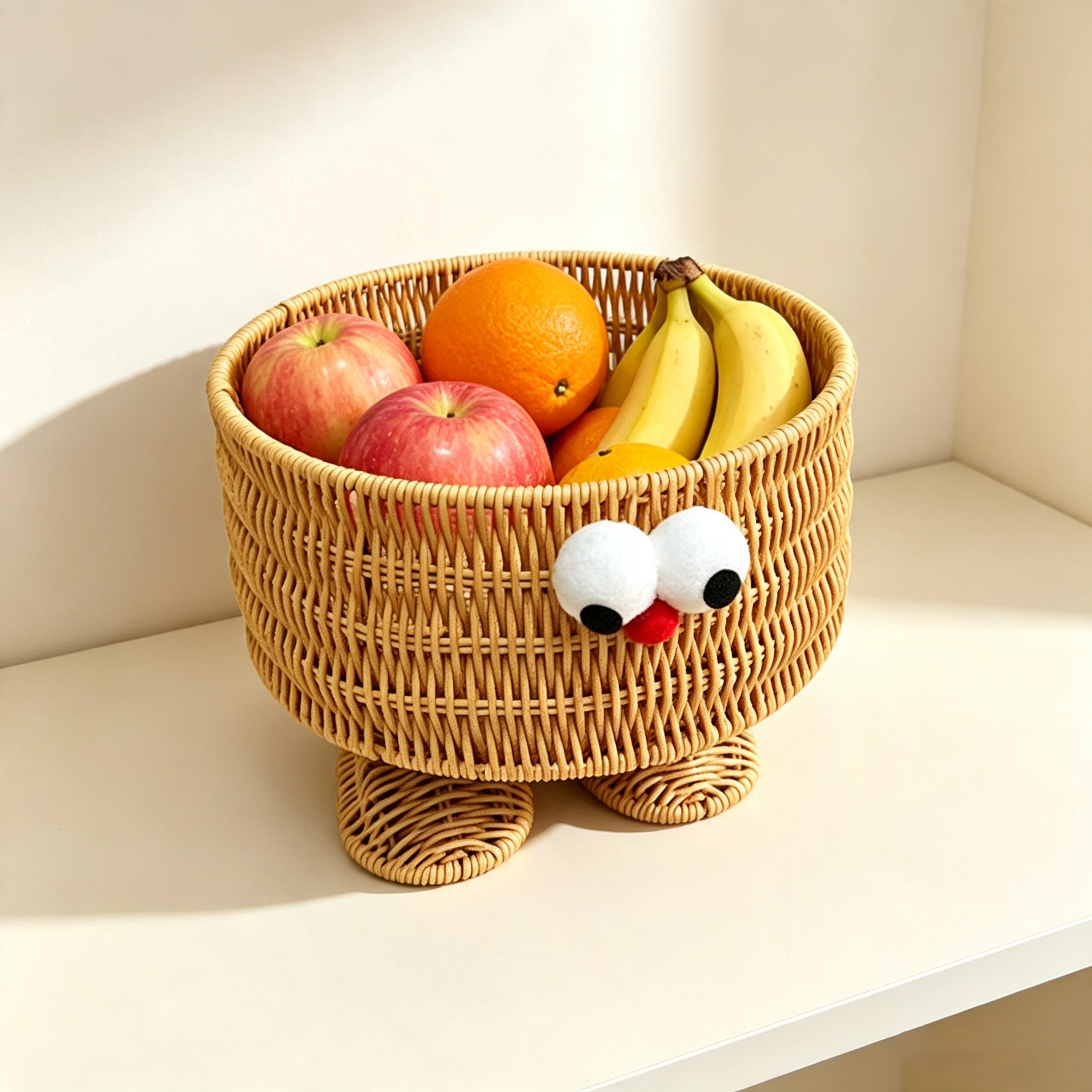 Cute Monster Rattan Storage Basket (Household Desktop Snack & Fruit Organizer)