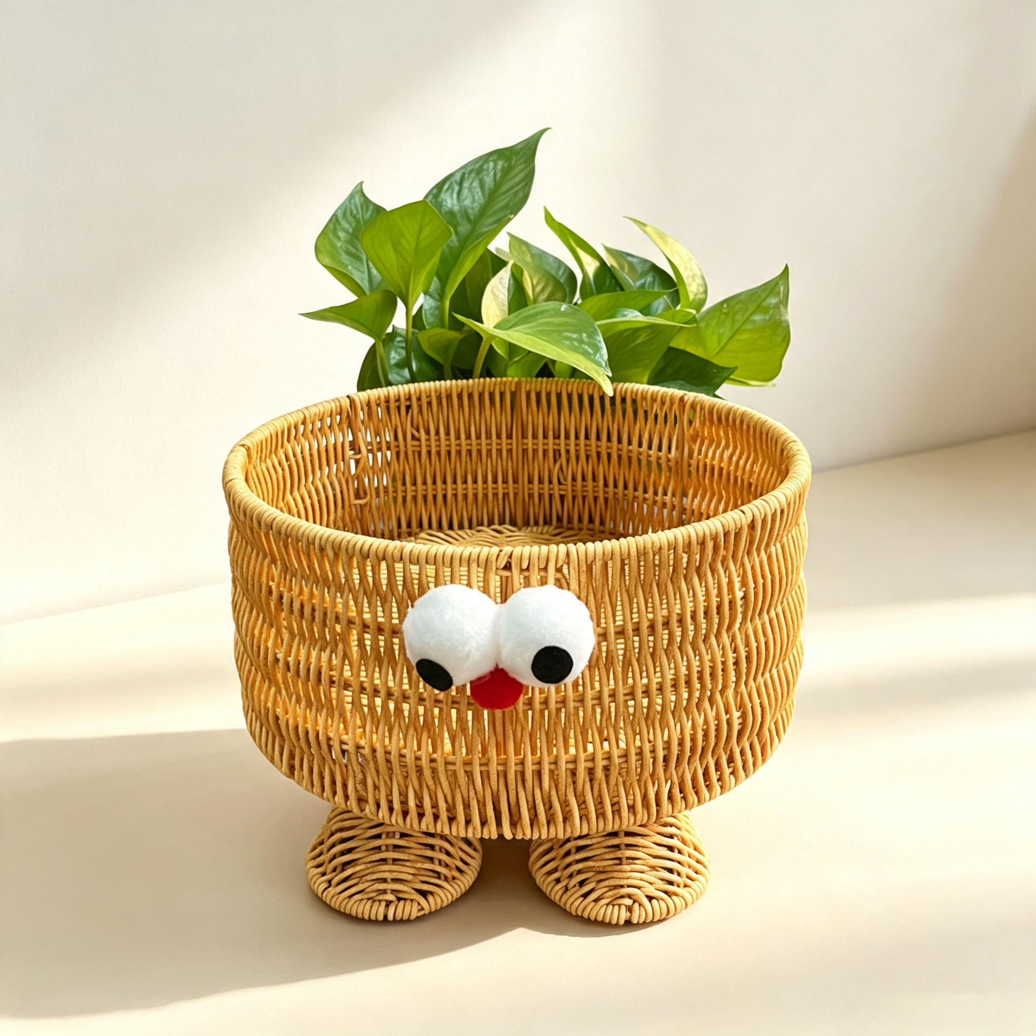 Cute Monster Rattan Storage Basket (Household Desktop Snack & Fruit Organizer)