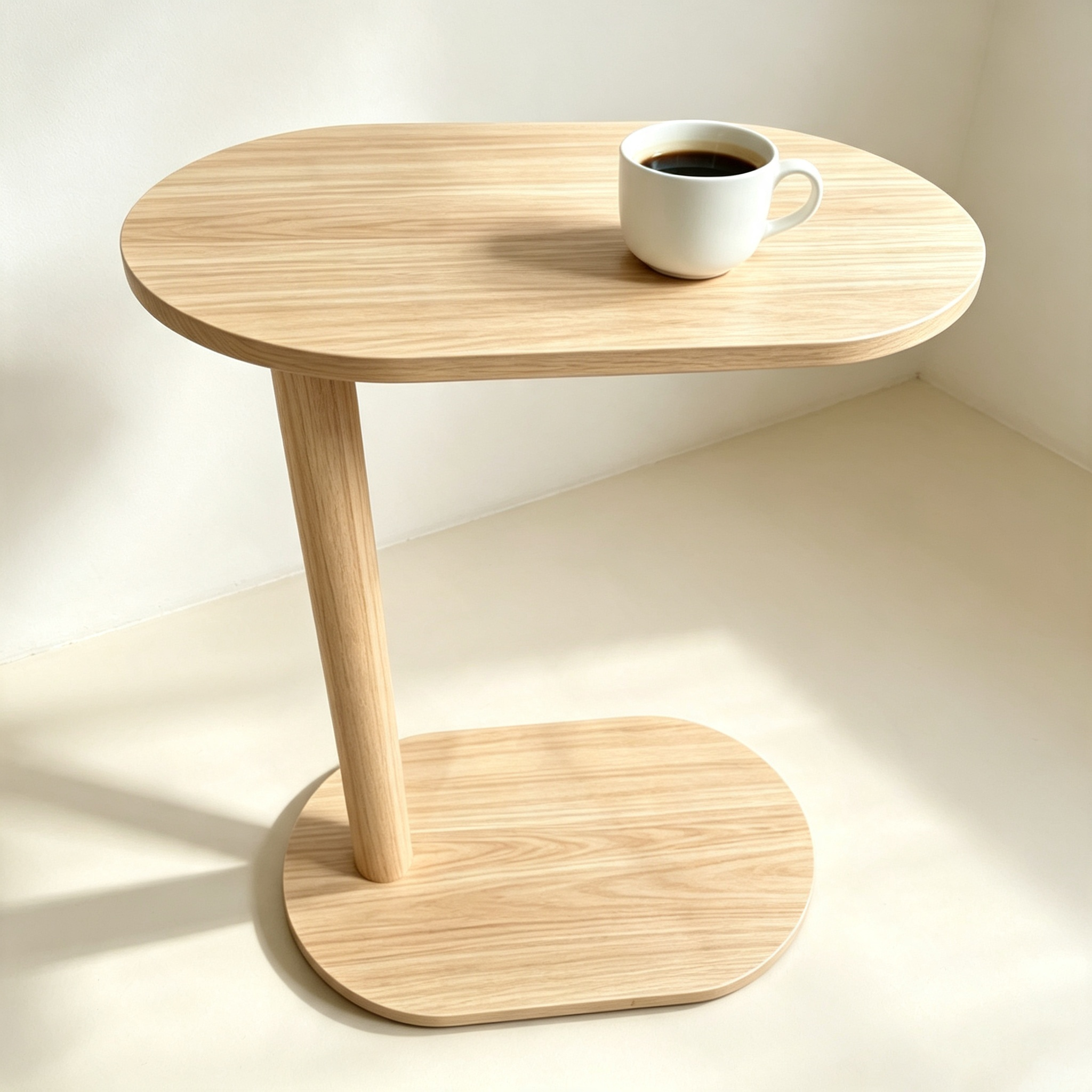 Minimalist C-Shaped Side Table (Sofa Gap Snack Table / Bedside Laptop Desk)