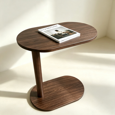Minimalist C-Shaped Side Table (Sofa Gap Snack Table / Bedside Laptop Desk)